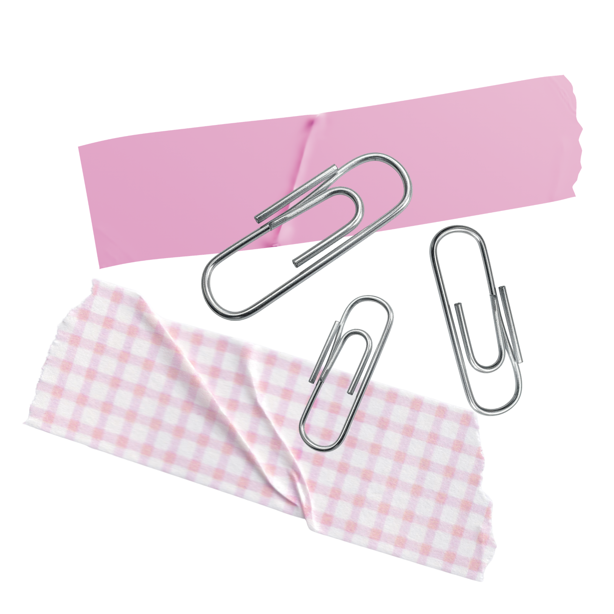images of pink washi tape and different sized silver paper clips